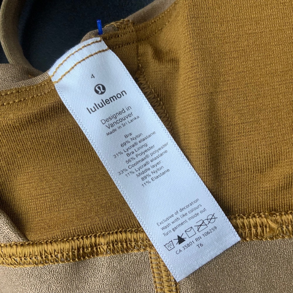 Lululemon Energy Bra Longline Gold Foil Metallic Strappy Back Sports Bra Size 4 - Picture 4 of 4